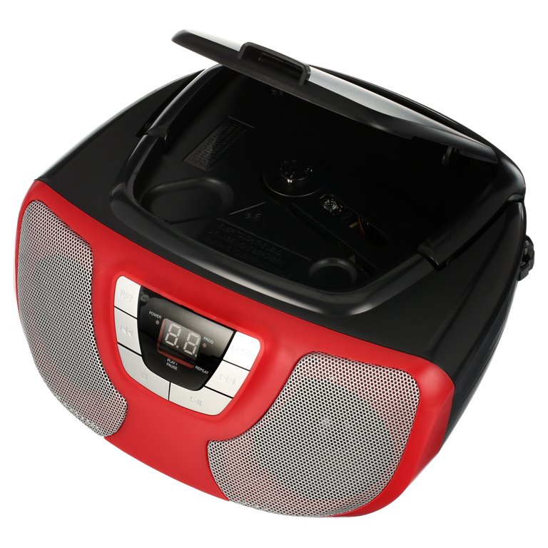 Sylvania SRCD1025 Portable CD Radio Boombox - Red - Walmart.com