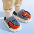 thumbnail image 5 of SAWOBUUN Kids Dinosaur House Slippers for Boys Girls Cute Cartoon Plush Fuzzy Warm Cozy Closed Toe Non-Slip Thick Sole Indoor Bedroom Shoes Toddler Little Kid, 5 of 9