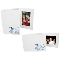 (25 pack) Happy Holiday foil br on white cardboard photo folder frame - 4x6