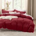 thumbnail image 1 of Juego de fundas de edredón Bedsure Red King Size, 3 piezas, prelavadas, 1 of 9