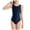 Dark Blue, variant on Solid Color Sleeveless Open Back One Piece Swimsuit Round Neck Standard Straps Brief Cut for Swimming Practice and Beach Vacation, for 6-16Y