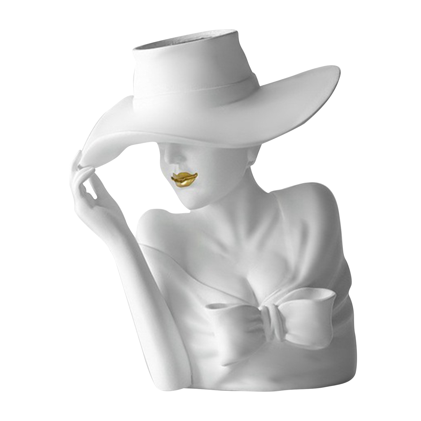 Nordic Human Head Statues Resin Pot Centerpieces White 20x18x22cm