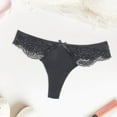thumbnail image 2 of Panties for Women,Elegant Summer Bow Lace Trim Seamless Thong Panties for Women Low Rise Comfort Underwear,Womens Underwear,Grey,XS, 2 of 9