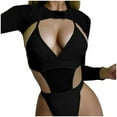 thumbnail image 1 of Ketyyh-chn99 Tankini Swimsuits for Women Plus Size Women's Tankini Swimsuits Women Slimming Ruffle One Piece Swimsuits Ruched Tummy Control Bathing Suits Black,L, 1 of 4