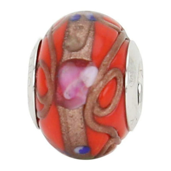 GlassOfVenice Murano Glass Sterling Silver Fiorato Light Red Charm Bead