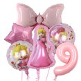 thumbnail image 3 of juego de globos de aluminio de princesa Peach rosa de 32 pulgadas con temática de princesa de dibujos animados para decoraciones de fiesta de cumpleaños de niña, 3 of 5