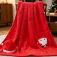 thumbnail image 4 of SLYNSHome Small Christmas Flannel Throw Blanket,Red Soft Fleece Roll‑Up Blanket With Snowman Santa Reindeer Design For Sofa Bed Holiday Gift, 4 of 6