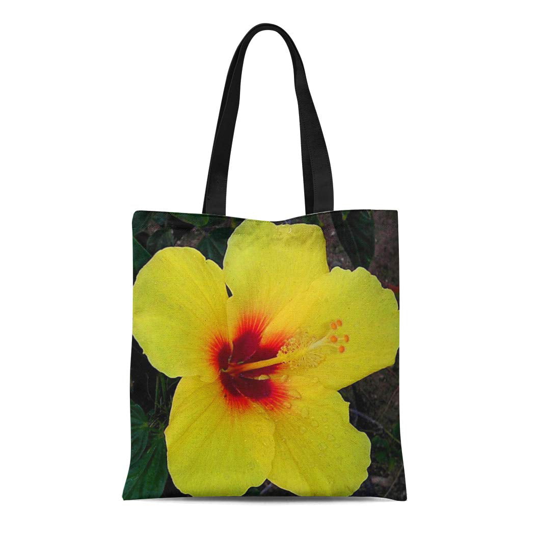 Tropical Blue Hibiscus Hawaiian Bloom Grocery Travel Reusable Tote Bag 