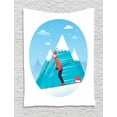 thumbnail image 1 of Winter Tapestry, Man Skiing down the Snowy Hill Hobby Mountains Sports Colorado Cliffs Graphic, Wall Hanging for Bedroom Living Room Dorm Decor, 40W X 60L Inches, Blue Dark Coral, by Ambesonne, 1 of 2