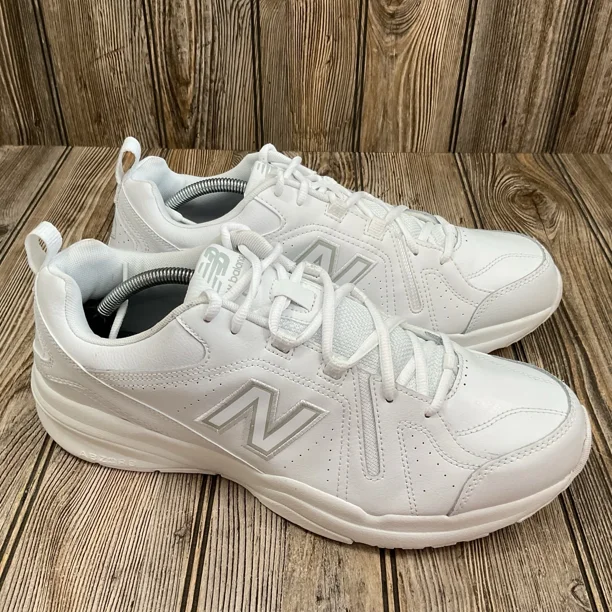 New Balance 608 V5 White Leather Mens Walking Shoes Sneakers MX608V5 Size 12.5 D