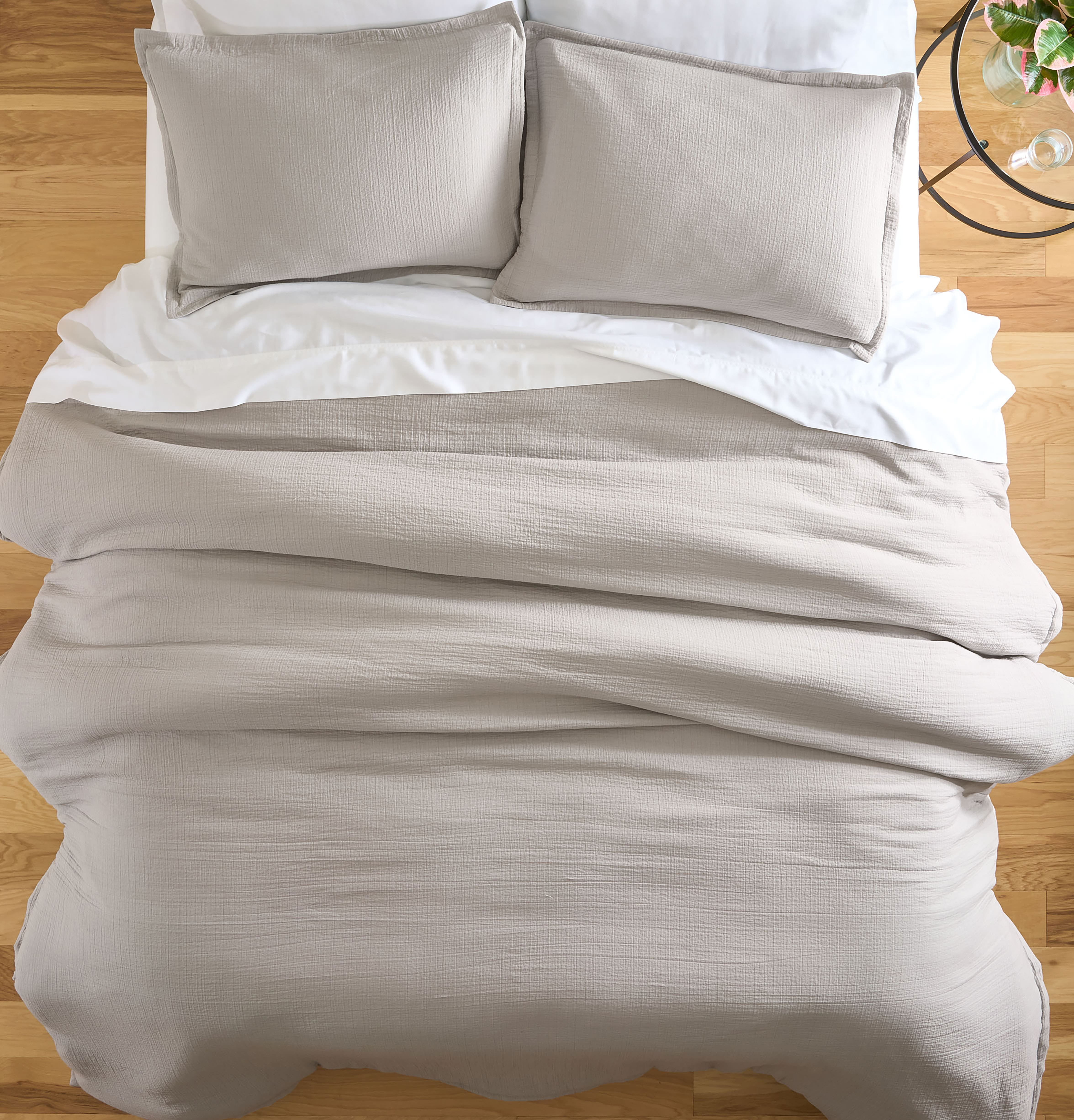 Better Homes & Gardens 3-Piece Soft Silver Crinkled Gauze Duvet Set, Adult Double/Queen