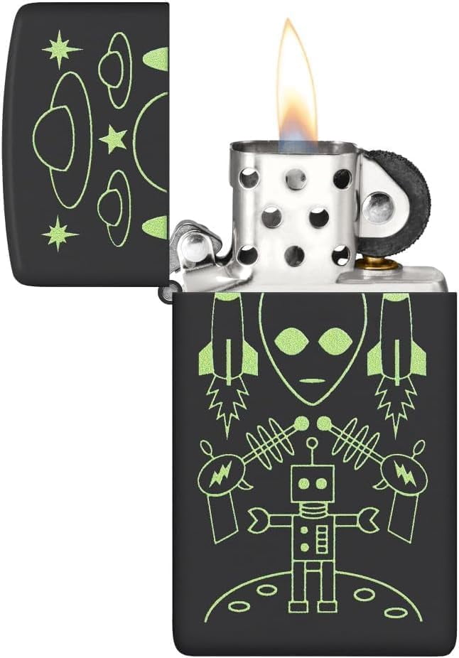 Zippo - Customized Message on Alien Invasion SlimÂ® Black Matte Pocket 46691