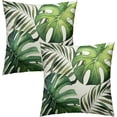 thumbnail image 3 of Summer Green Leaf Throw Pillow Cover 16x16 Inch Pack of 2 Tropical Palm Leaves Cushion Pillow Case Square Cotton Botanical Plant Leaf Pillowcase for Party Bed Sofa Home Car Bedroom Outdoor, 3 of 6