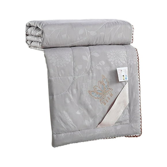 Bewildely Colcha de aire acondicionado de verano, colcha lavable de repuesto, manta de seda refrescante de Color sólido para viajes, Camping, 180*220cm Juegos de cama Gris Bewildely HA071912-03