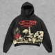 thumbnail image 3 of Sudadera con capucha holgada de gran tamaño con estampado de letras de burbuja estilo Harajuku retro Y2K para hombre, ropa de calle informal gótica para parejas, 3 of 5