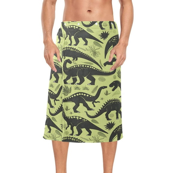 Ryvnso Men's Adjustable Shower Wrap Dinosaurs Forest Bath Towels with Snap Closure 28 x 60 inch