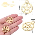 thumbnail image 3 of 50pcs Pentacle Star Charms Alloy Round Vintage Pentagram Pendants Protection Lucky Pentagram Charms for DIY Bracelets Necklaces Craft Jewelry Making Accessory, Golden, 24.5 mm x 20 mm, 3 of 7