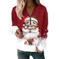 thumbnail image 1 of Innerwin Chandail de Noël pour Femmes, Col en V, Décontracté, Rouge Vin S, 1 of 2
