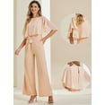 thumbnail image 2 of DARING DIVA Women's Casual Tie Waist Wide Leg Ruffle Sleeve Jumpsuit L Apricot, 2 of 6