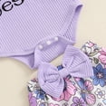 thumbnail image 7 of SANSIWU Baby Girl Summer Clothes Letter Print Romper and Floral Elastic Shorts Headband Set 3 Piece Outfits, 7 of 7