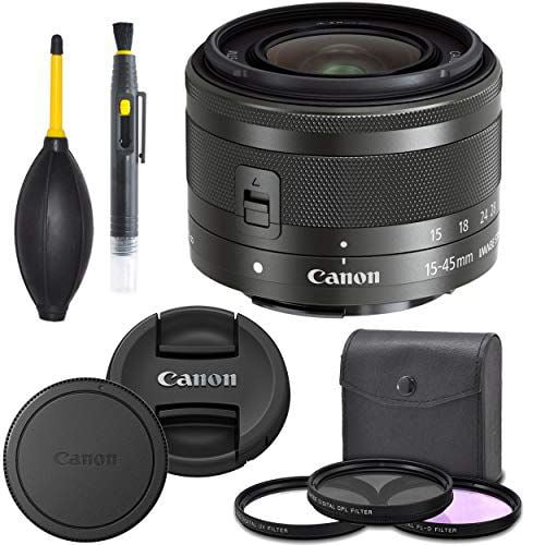 Canon Ef M 15 45mm F 3 5 6 3 Is Stm Lens Graphite 0572c002 Aom Pro Kit Combo Bundle Walmart Com Walmart Com