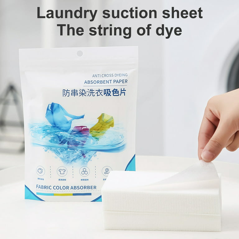 50pcs Laundry Sheet Concentrated Fragrance Free Maintains Original Colors Non-Woven Fabric Laundry Dye Trapping Sheet for Dormitory, White