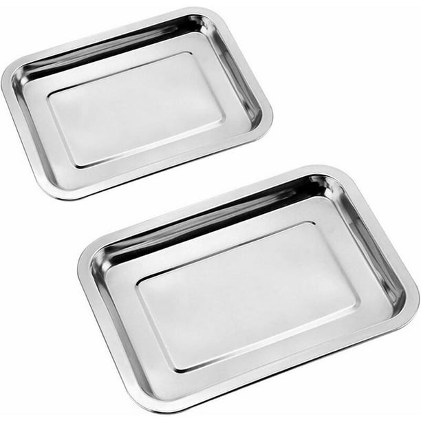 Bandeja para hornear de acero inoxidable Horno Bandeja para hornear Hogar Cocina Rectangular Bandeja para hornear de acero inoxidable Bandeja para hornear Asar Alitas de pollo Verduras 2pcs - JAMW Sencillez