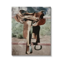 Stupell Industries Abstract Equestrian Saddle Landscape Painting Gallery Wrapped Canvas Art Print Wall Art, 16 x 20