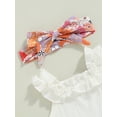 thumbnail image 5 of Wassery Baby Infant Girls Summer Outfits Sleeveless  Ruffle Hanging Neck Tops with Floral Casual Elastic Ruffle Shorts and Headband 3Pcs Set 0-18M, 5 of 9