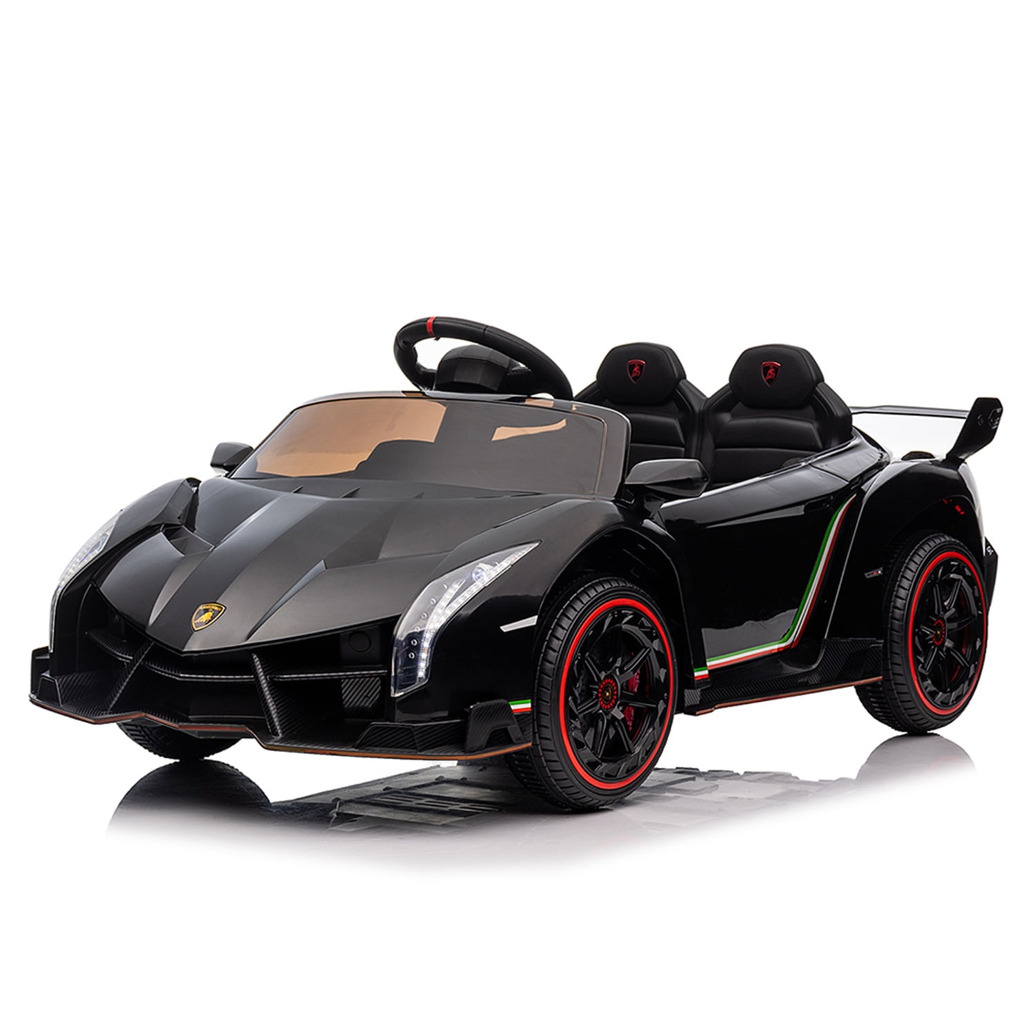 CIPACHO 12V Powered Ride Ons for Kids Licensed Lamborghini Poison Small Dual Drive Sports Car with 2.4G Remote Control, Black