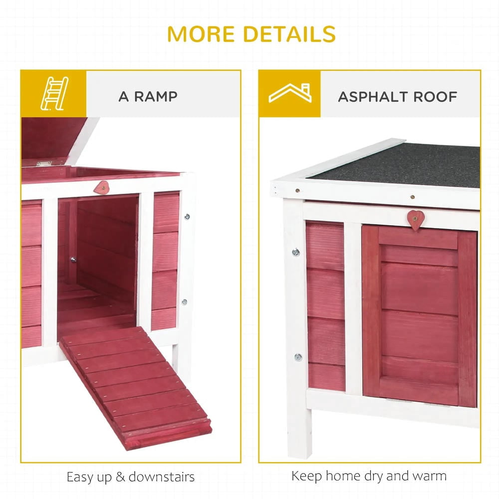 Resenkos Rabbit Hutch, Duck Cage Hutch,Rabbit Coop, Small Wooden Rabbit Hutch Bunny Cage Guinea Pig Cage Duck House Dog House, Red