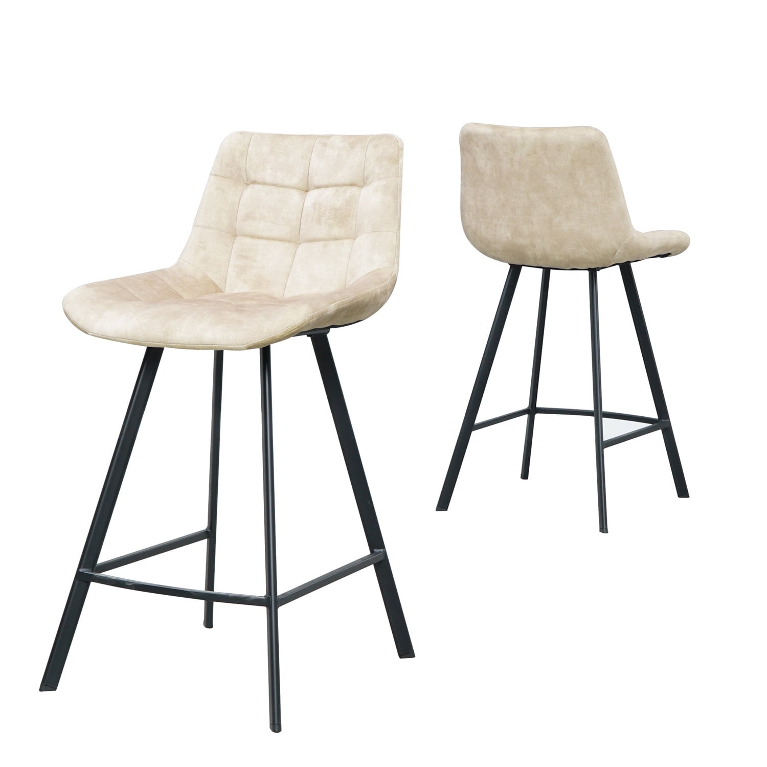 Kadyn Modern Iron High Counter Leisure Bar Chair, Comfortable Nordic Metal Bar Stool Set of 2, Metal Bar Chair for Kitchen Counter, Cream Color