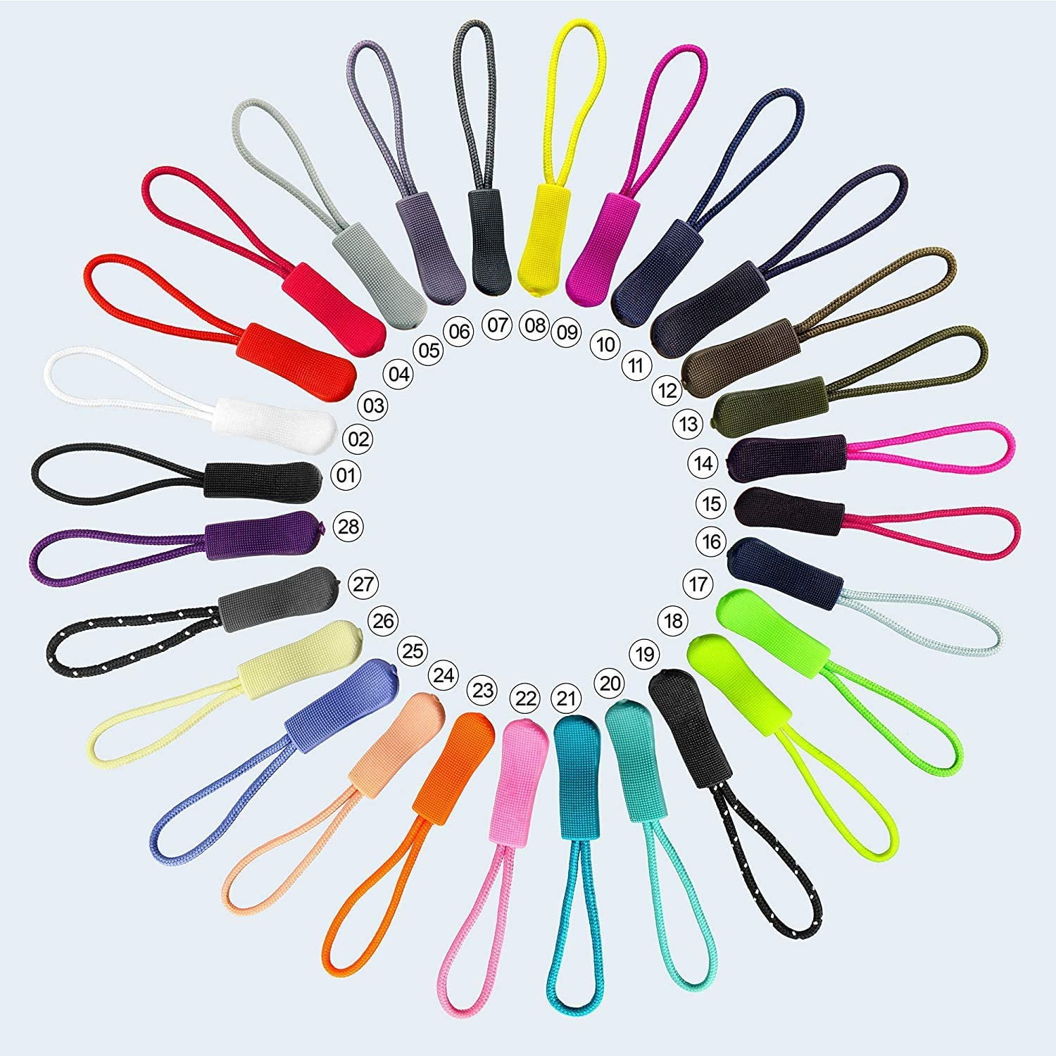 Hamzusd 240pcs Black Extension Zipper, Durable Zip Pulls Strong Nylon Cord Rubber Textured No Slip Pull Rope, Fit All Zips Pull Extension Nylon Zipper