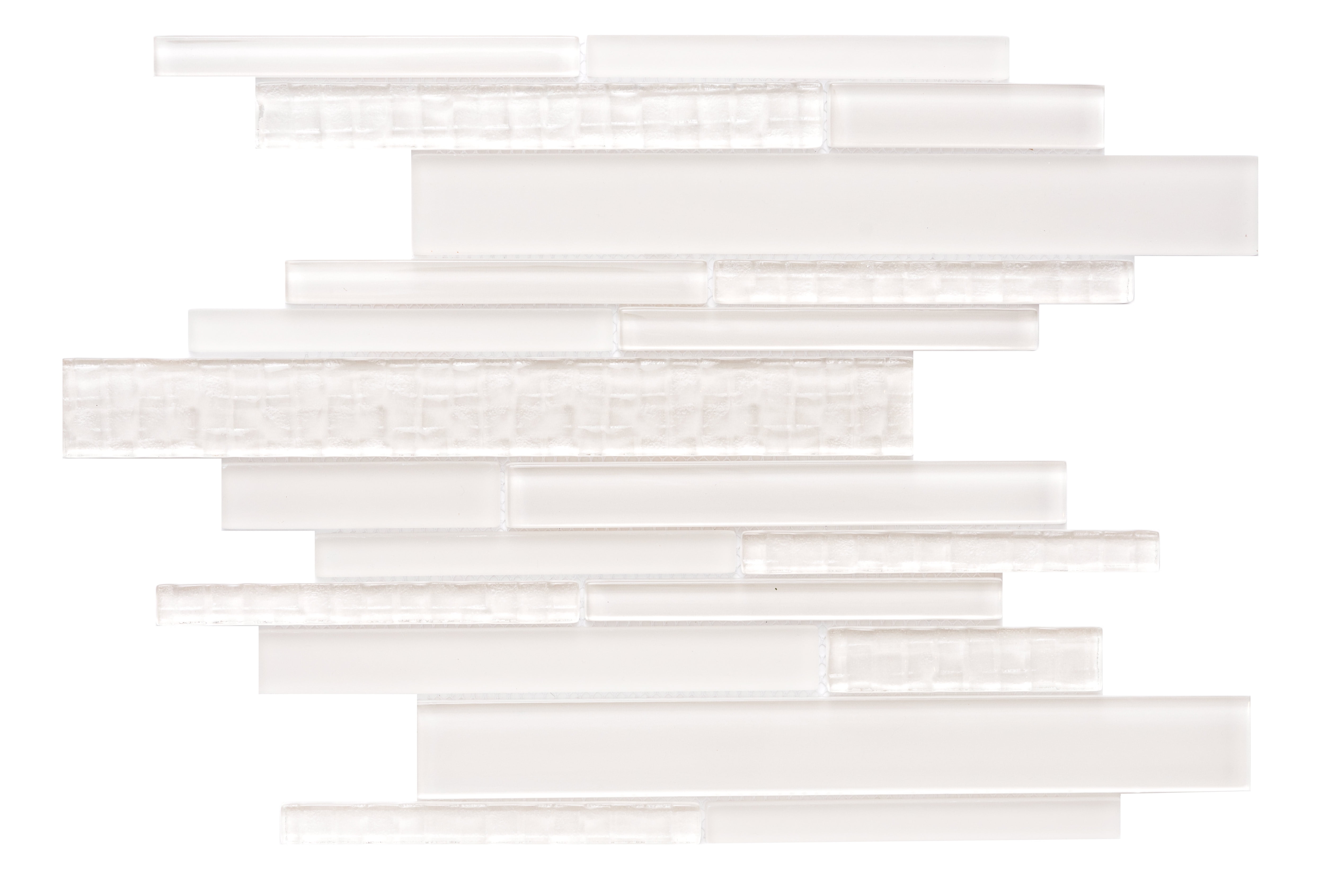 The Tile Life Karma Brick 4 in x 4 in Cream Glass Textured Mosaic Tile Sample 1 Piece