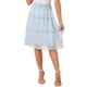 thumbnail image 1 of Faldas florales inspiradas para mujeres, verano, chiffon, cintura elástica fruncida, corte A, longitud debajo de la rodilla, falda con volantes en capas, M, azul claro, 1 of 5