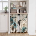 thumbnail image 6 of Teal Tulip Butterfly Kitchen Curtain for Berdoom Living Room Cafe 45 Inch Length, Beige Turquoise Floral Farmhouse Wooden Tiers Curtains Light Filtering Drapes Window Treatment 2 Panels 52"Wx45"L, 6 of 8