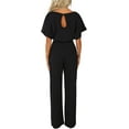 thumbnail image 2 of Womens Loose Short Sleeve Belted Wide Leg Pant Romper Jumpsuit Business Casual One Piece Outfits, 2 of 8