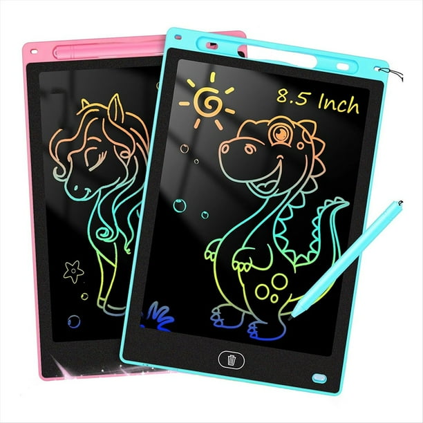 Paquete de 2 Tabletas de Escritura LCD para Niños: Juguetes de Dibujo para Preescolar y Artículos Esenciales de Viaje para Niños Pequeños de 8.5 Pulgadas.