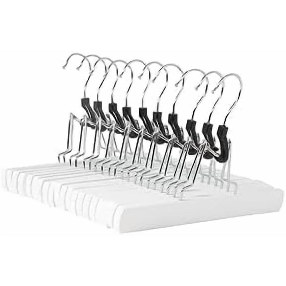 Wooden Pants Hangers - White, (Pack of 60)