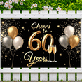 thumbnail image 6 of LUUFILx Cheers to 60 Years Banner Gold Balloon Backdrop Photography Props Anniversary Decorations Party Supplies Background Celebration Decor, 6 of 8