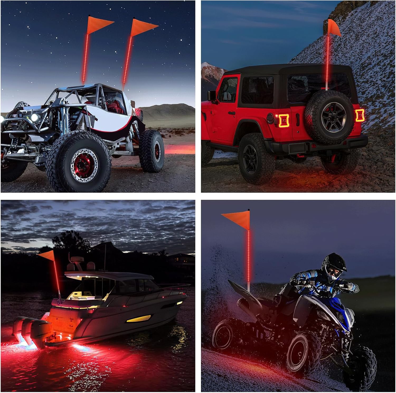 Nilight 1PCS 3FT LED Whip Light with Aluminum Base Red Color Safety Warning Pole Lighted Antenna Whips for RZR Polaris Dune Buggy Off-Road Truck UTV ATV