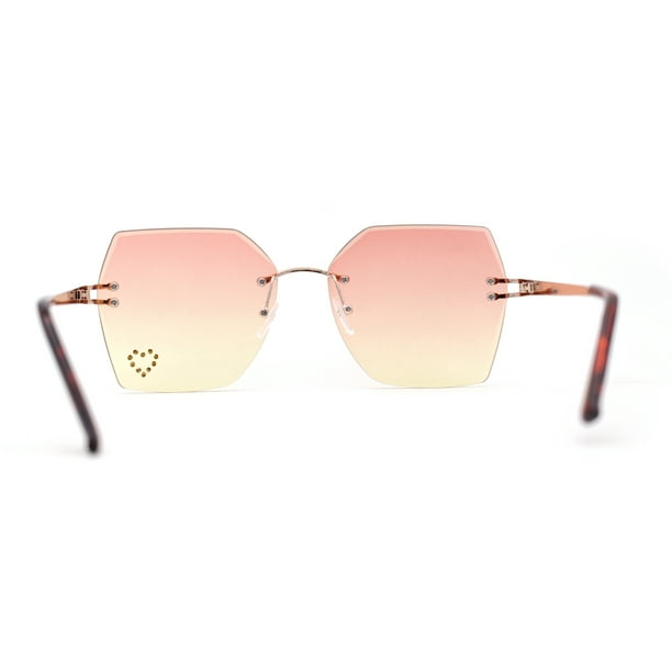 Womens Rhinestone Heart Lens Bling Rimless Butterfly Chic