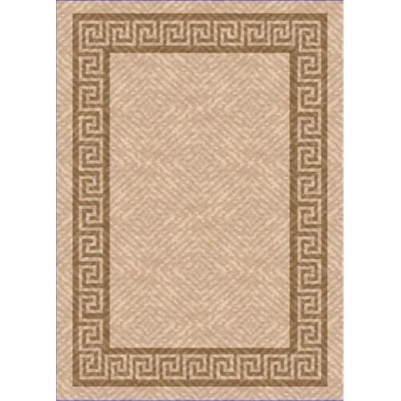 IMS 6050469505084 2 Tapis d'Extérieur pour PATIO 5 Pi x 8 Pi, Poids Lourd - Motif Grec - Beige et Brun Pâle