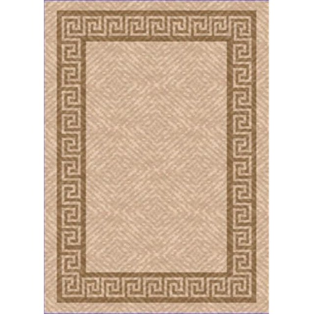 IMS 26050469505084 5 ft. x 8 ft. HEAVYWEIGHT OUTDOOR PATIO RUG-GREEK KEY PATTERN-BEIGE & LT BROWN
