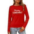 thumbnail image 2 of HOMBOM Womens Shirts Red Outfits Ugly Long Sleeve Snowflakes Crewneck Xmas T Shirts for Women Christmas, 2 of 9