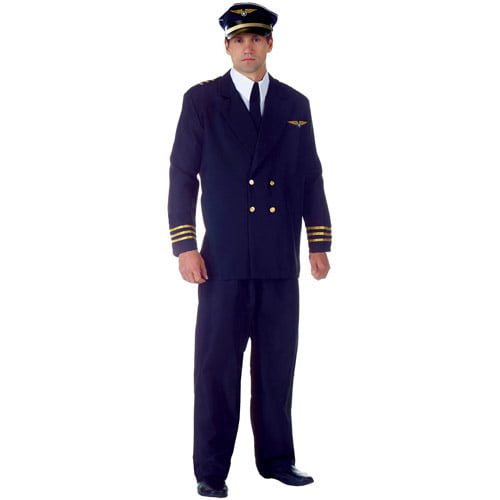 DELUXE ADULT MENS AIRLINE CAPTAIN SET AVIATOR AVIATION COSTUME ACCESSORY PILOT 