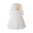 thumbnail image 3 of MKOSPLRT Robe Maxi Brodée à Manches Longues Bouffantes pour Filles Musulmanes, Robe de Fête Islamique Modeste pour Enfants 4-8 Ans, 3 of 9