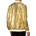 thumbnail image 3 of Chaquetas Varsity de lentejuelas INSPIRE CHIC para hombres, chaqueta bomber de béisbol brillante y reluciente con cremallera para festivales y discotecas, 2XL dorada, 3 of 5
