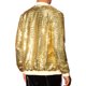 thumbnail image 3 of Chaquetas Varsity de lentejuelas INSPIRE CHIC para hombres, chaqueta bomber de béisbol brillante y reluciente con cremallera para festivales y discotecas, 2XL dorada, 3 of 5