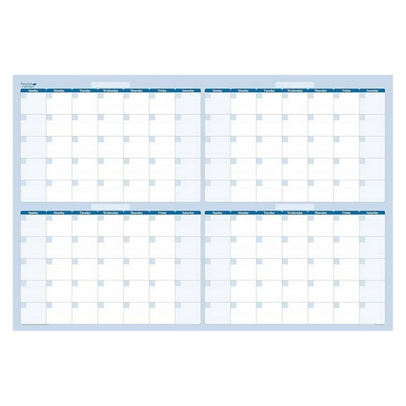 Sky Blue 120-Day 24" x 36"Horizontal Wall Calendar - 4 Month Wet & Dry Erasable Wall Planner - Large Monthly Calendar - Complete with marker and eraser